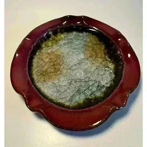 Geode Studio Art Pottery Trinket Bowl Ashtray Crackle High Gloss Glaze Stunning